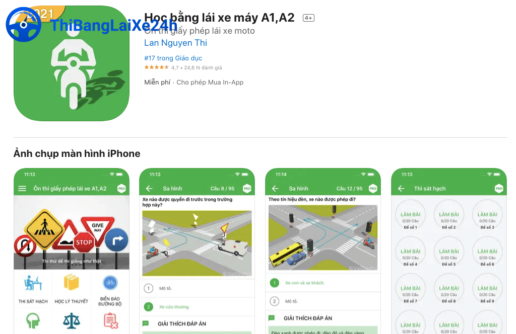 ung dung hoc bang lai xe may a1 a2