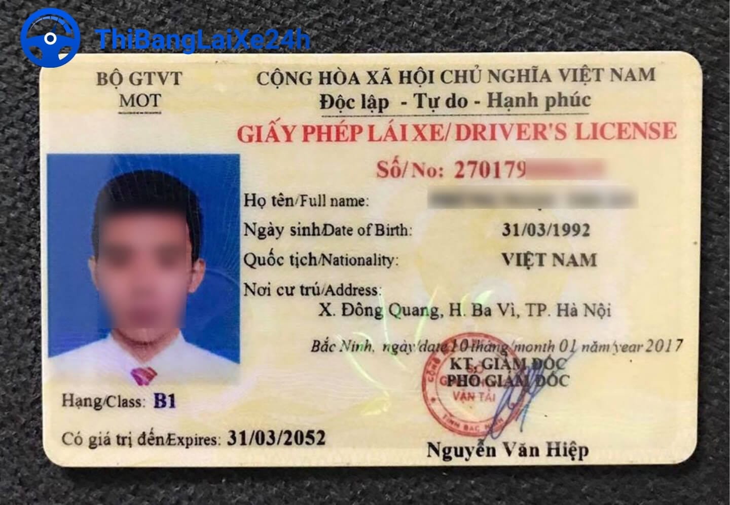 bang lai xe B1 la gi