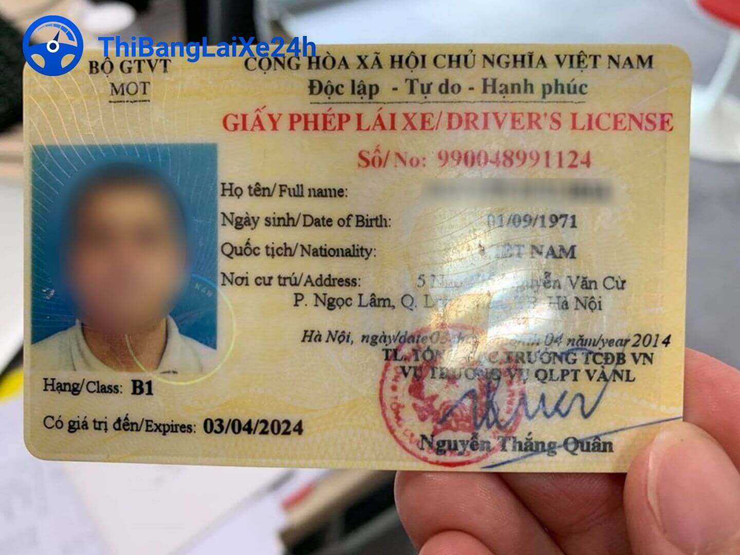 bang lai xe b1 co may loai