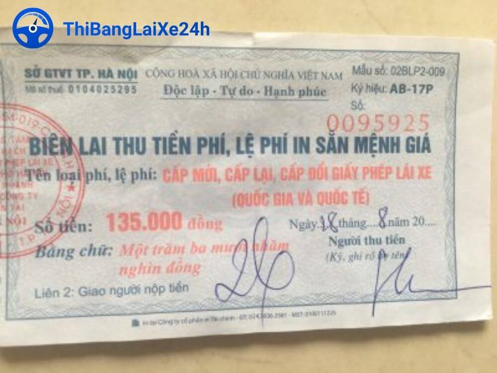 bien lai thu phi cap bang lai